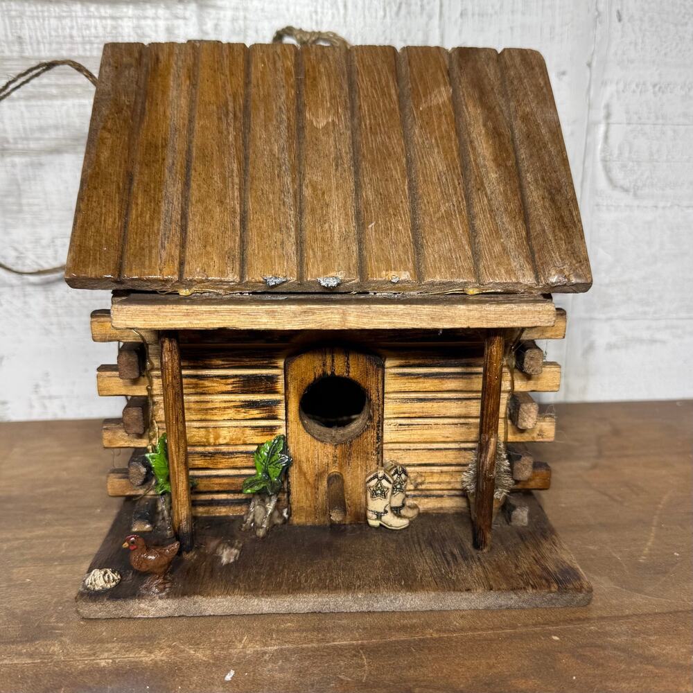 Western Log Cabin Bird House Hand Made